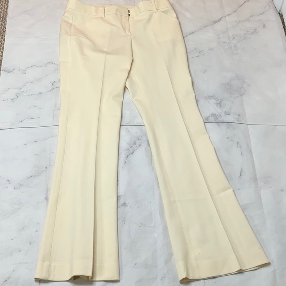 THEORY cream mid rise pant suit bottoms